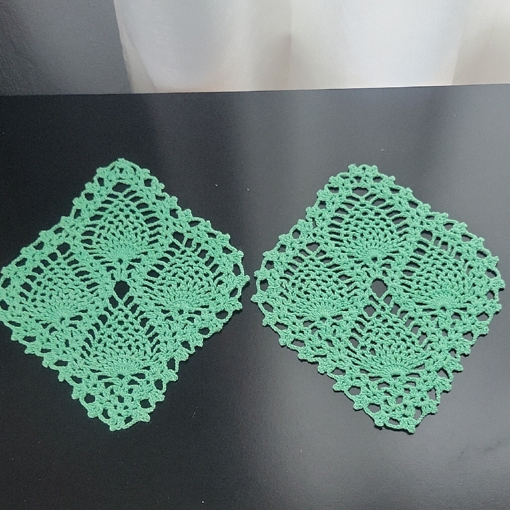 Green Crochet Doilies Set